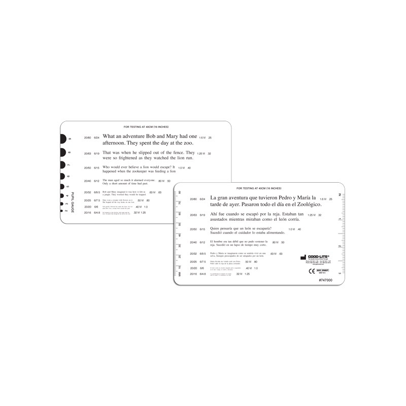 English and Spanish Continuous Text Reading Card