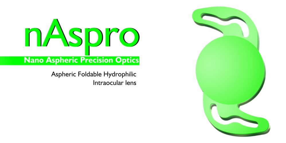 NASPRO Hydrophilic Acrylic Aspheric Single Piece. Optic Diameter 6.00mm, Overall Length 12.50mm