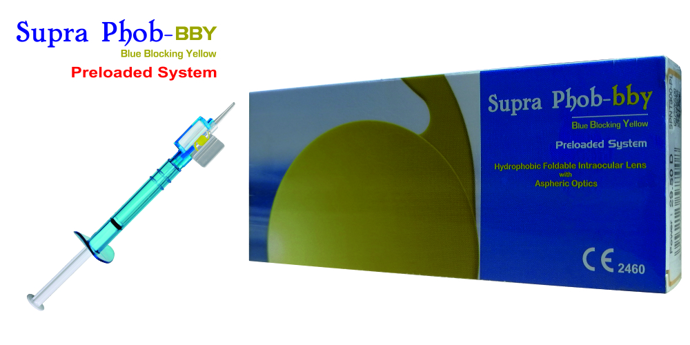 SUPRA PHOB BBY Hydrophobic Aspheric Yellow Preloaded Single Piece. Optic Diameter 6.00mm, Overall Length 13.00mm