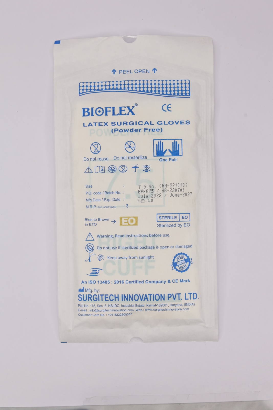 Powder Free Latex  Surgical Gloves