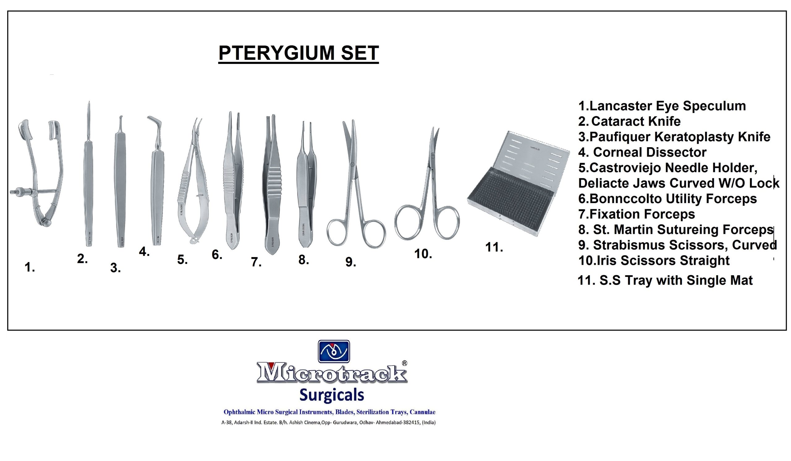Trabeculum Instrumen Pterygium Instruments Set - IAPB Valued Supplier Scheme
